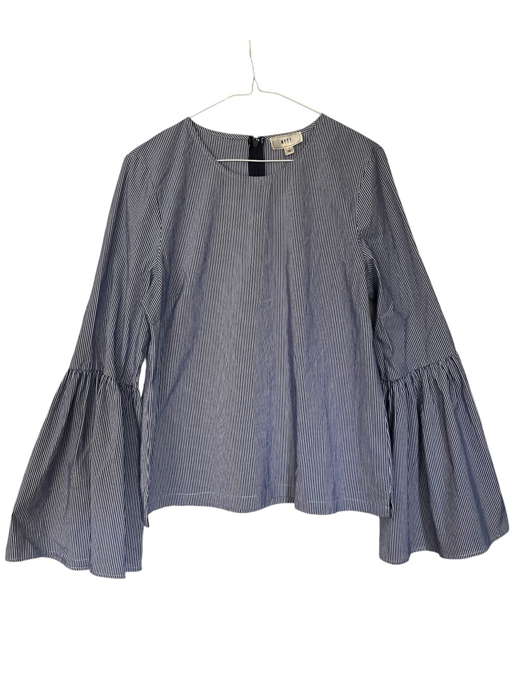 Nytt Pinstripe Bell Sleeve Nautical Cotton Blouse
